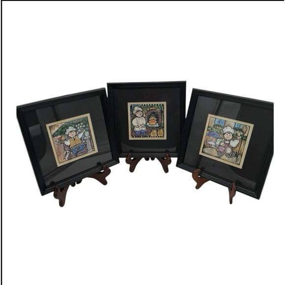 1 Kitchen Art Linda Jacque Food Wine Bread Framed Print 10”x10” Black Frame EUC - Picture 1 of 13